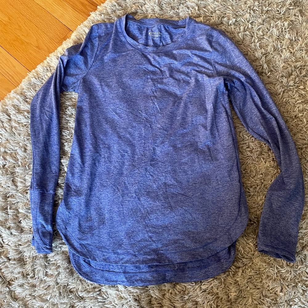 Athleta Heathered Blue Crew Neck Top